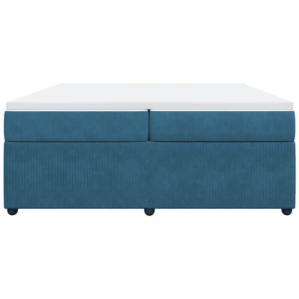 vidaXL Κρεβάτι Boxspring με Στρώμα Σκούρο Μπλε 200x200 εκ. Βελούδινο