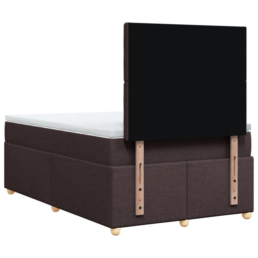 vidaXL Κρεβάτι Boxspring με Στρώμα Σκούρο Καφέ 120x190 εκ Υφασμάτινο