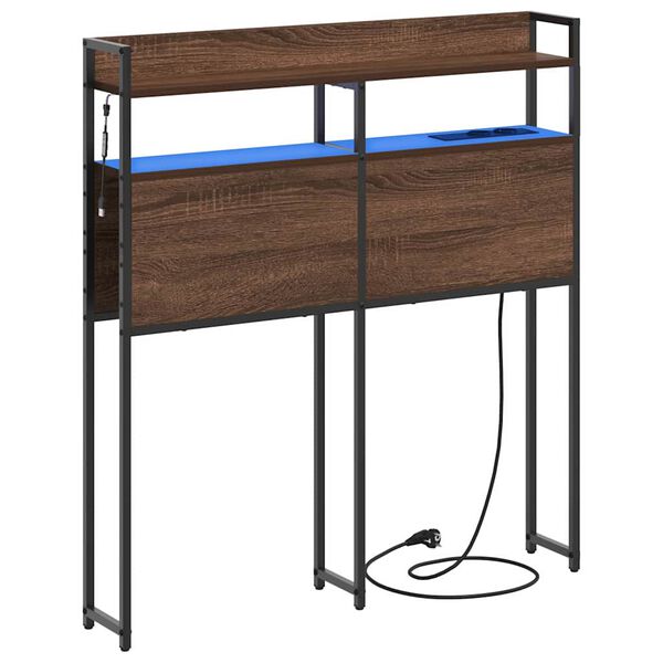 vidaXL Κεφαλάρι με φώτα λωρίδας LED Καφέ δρυς 75 cm Επεξεργασμένο ξύλο