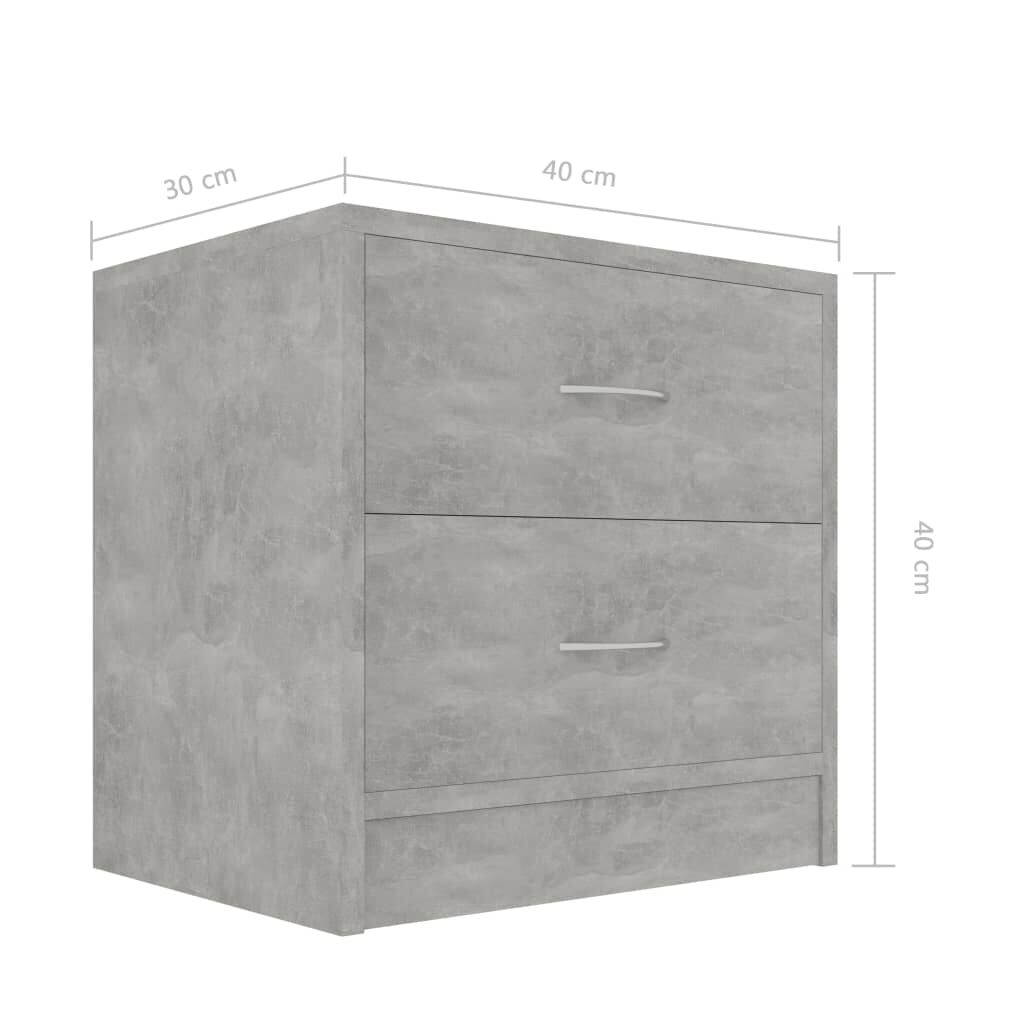 vidaXL Κομοδίνα 2 τεμ. Γκρι Σκυροδέματος 40x30x40 εκ. από Επεξ. Ξύλο