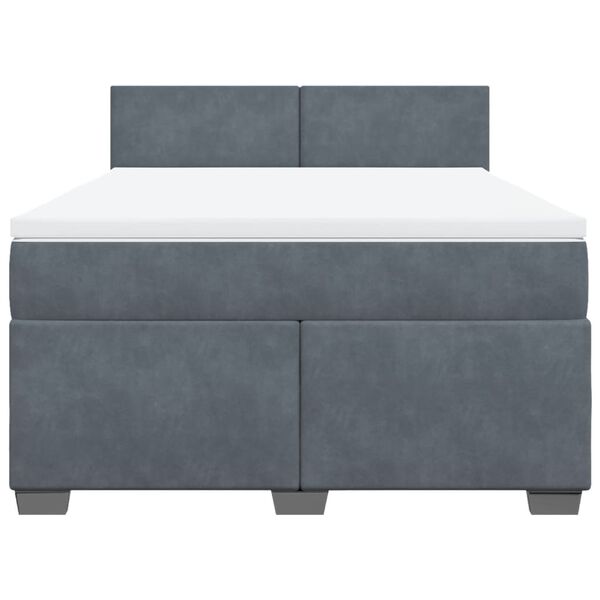 vidaXL Κρεβάτι Boxspring με Στρώμα Σκούρο Γκρι 140x190 εκ. Βελούδινο