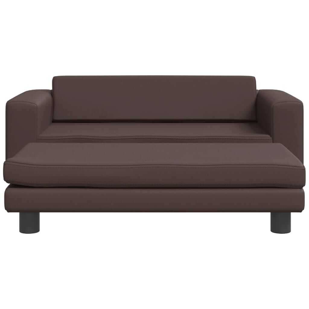 vidaXL Καναπές Παιδικός με Υποπόδιο Καφέ 100 x 50 x 30 εκ. Συνθ. Δέρμα