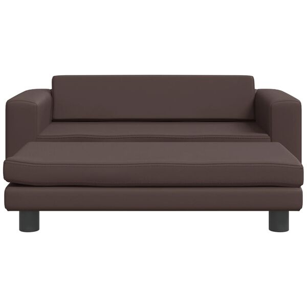vidaXL Καναπές Παιδικός με Υποπόδιο Καφέ 100 x 50 x 30 εκ. Συνθ. Δέρμα