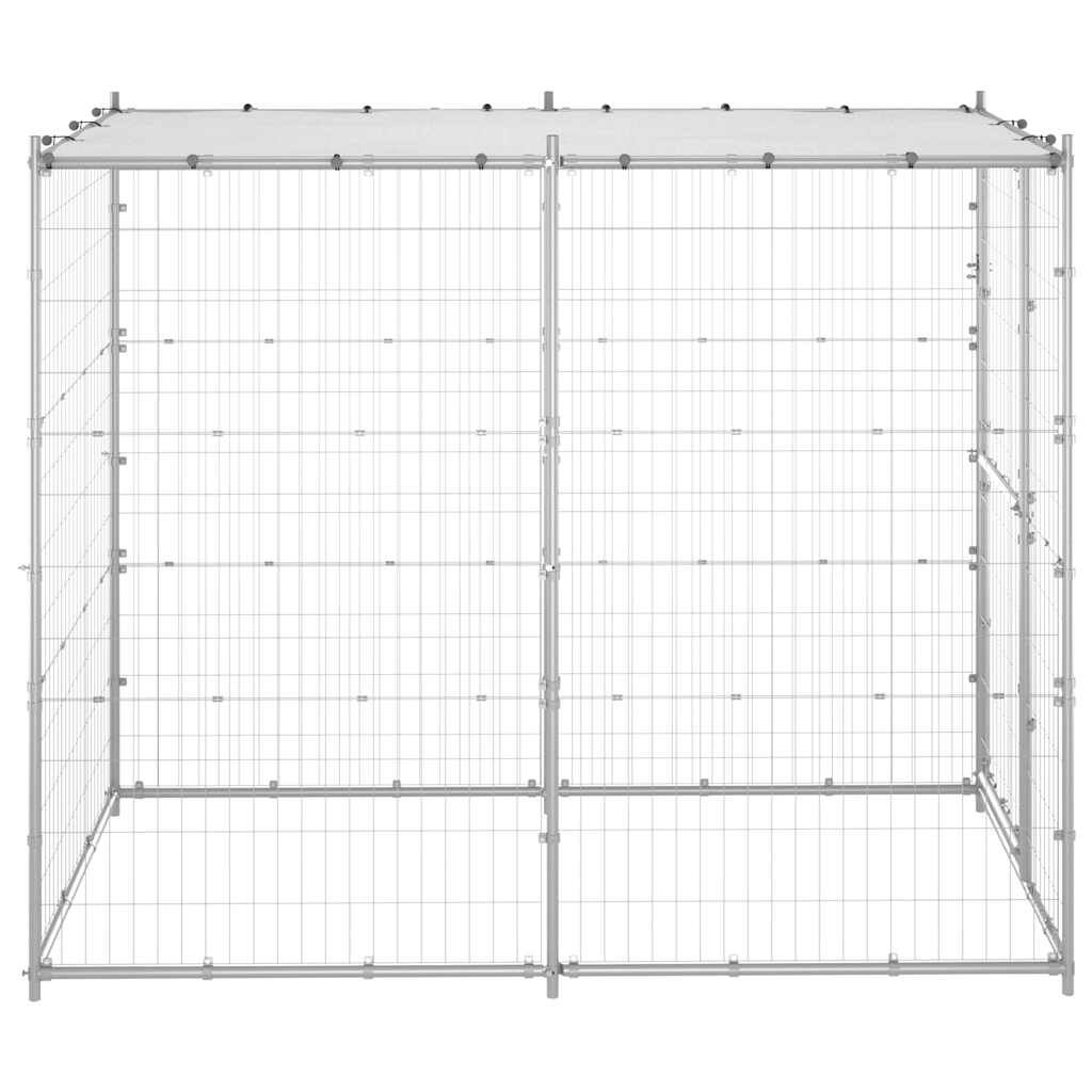 vidaXL Κλουβί Σκύλου Εξ. Χώρου Γαλβαν. Χάλυβας 110x220x180εκ Στέγαστρο