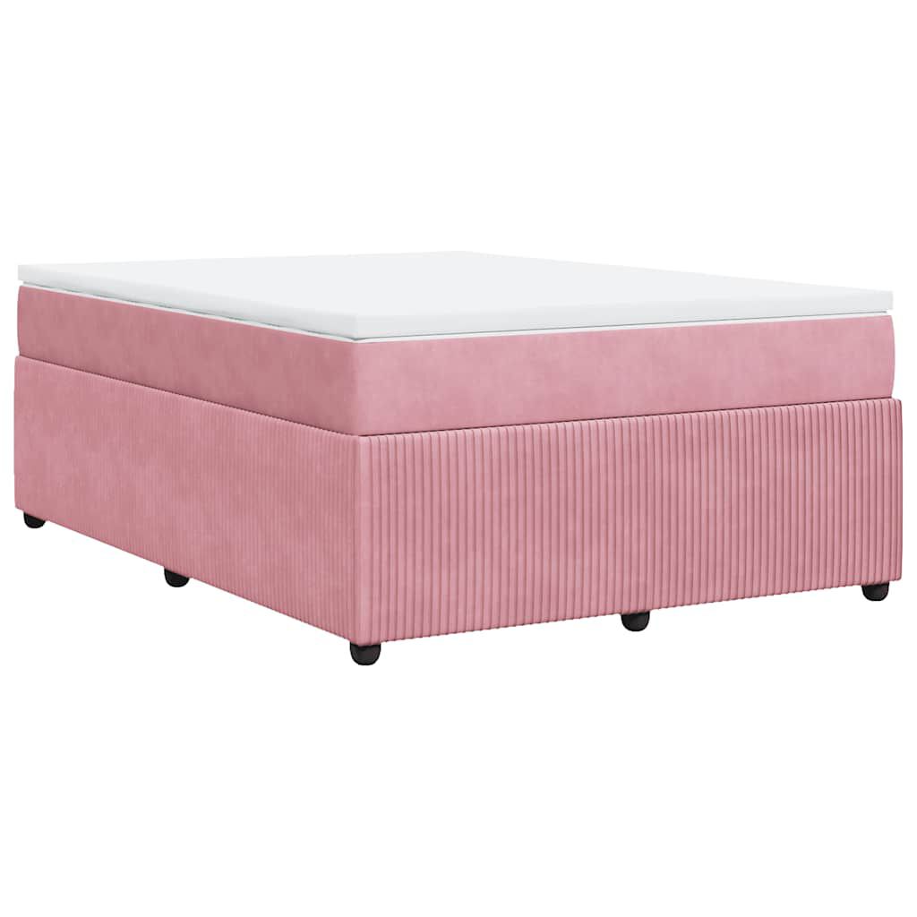 vidaXL Κρεβάτι Boxspring με Στρώμα Ροζ 160x200 εκ. Βελούδινο