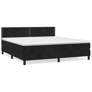 vidaXL Κρεβάτι Boxspring με Στρώμα Μαύρο 180x200 εκ. Βελούδινο