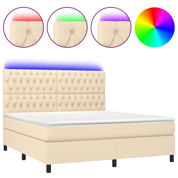 vidaXL &Kappa;&rho;&epsilon;&beta;ά&tau;&iota; Boxspring &mu;&epsilon; &Sigma;&tau;&rho;ώ&mu;&alpha; & LED &Kappa;&rho;&epsilon;&mu; 180x200 &epsilon;&kappa;. &Upsilon;&phi;&alpha;&sigma;&mu;ά&tau;&iota;&nu;&omicron;