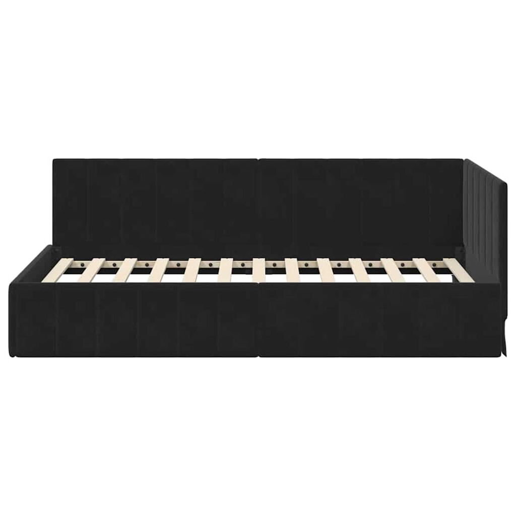 vidaXL Κρεβάτι Γωνίας με κεφαλάρι Μαύρο 90 x 190 cm Βελούδο