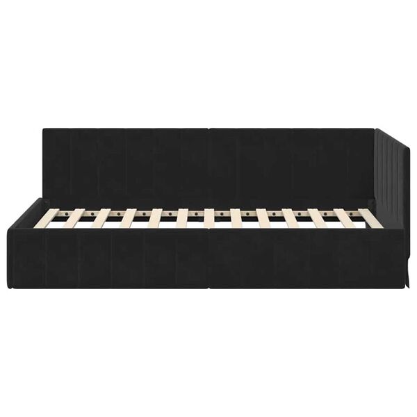 vidaXL Κρεβάτι Γωνίας με κεφαλάρι Μαύρο 90 x 190 cm Βελούδο