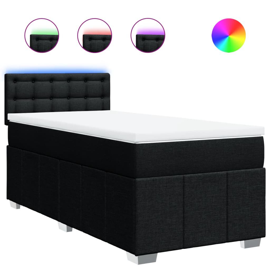 vidaXL Κρεβάτι Boxspring με Στρώμα Μαύρο 80 x 200 εκ. Υφασμάτινο
