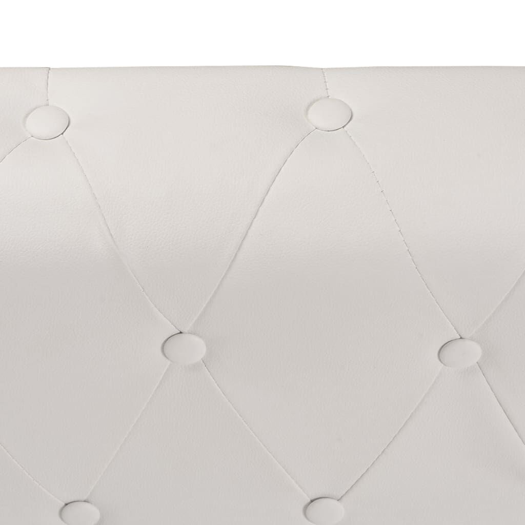 vidaXL Γωνιακός Καναπές Chesterfield 6 Θέσεων Λευκός από Συνθετικό Δέρμα
