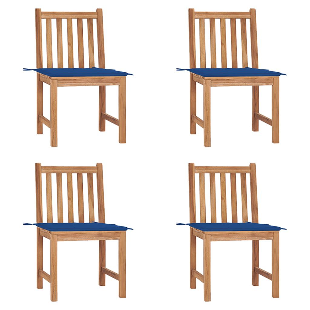 vidaXL Καρέκλες Κήπου 4 Τεμαχίων από Μασίφ Ξύλο Teak με Μαξιλάρια