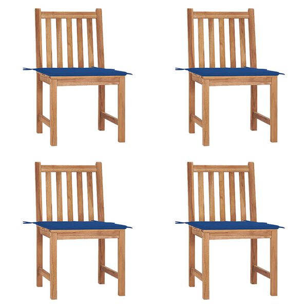 vidaXL Καρέκλες Κήπου 4 Τεμαχίων από Μασίφ Ξύλο Teak με Μαξιλάρια