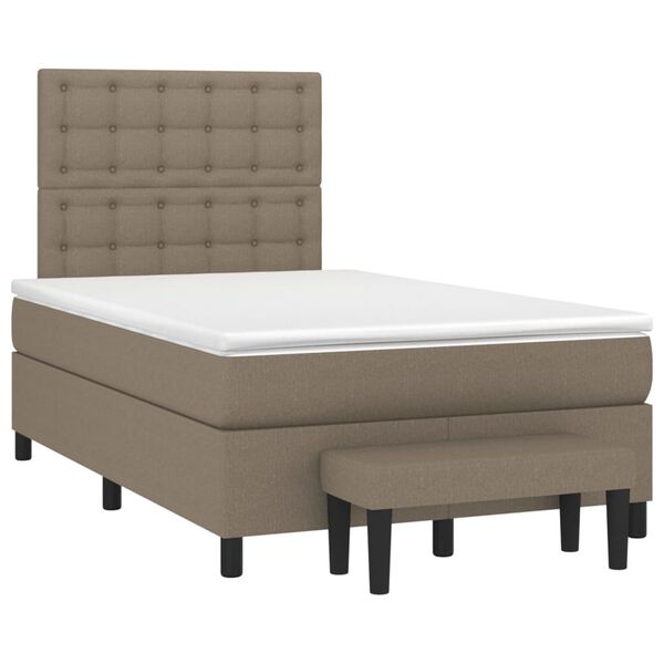 vidaXL Κρεβάτι Boxspring με Στρώμα Taupe 120x200 εκ. Υφασμάτινο