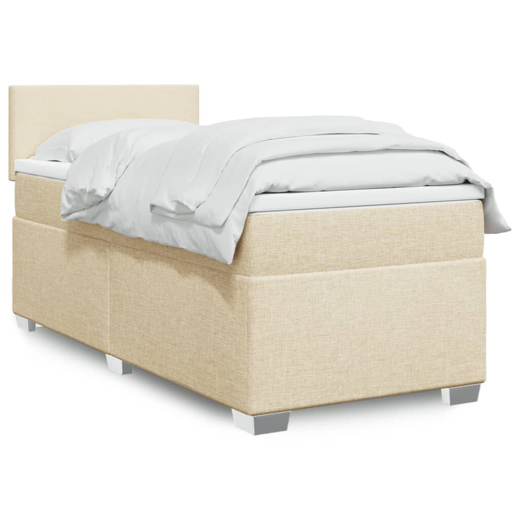 vidaXL Κρεβάτι Boxspring με Στρώμα Κρεμ 80 x 200 εκ. Υφασμάτινο