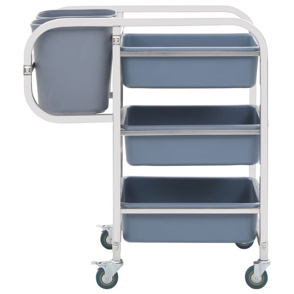 vidaXL Καρότσι Κουζίνας 82 x 43,5 x 93 εκ. με Πλαστικά Δοχεία