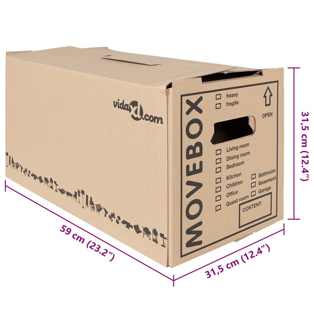 vidaXL κουτιά μετακόμισης 20 τεμ 59 x 31.5 x 31.5 εκ. Χαρτόνι