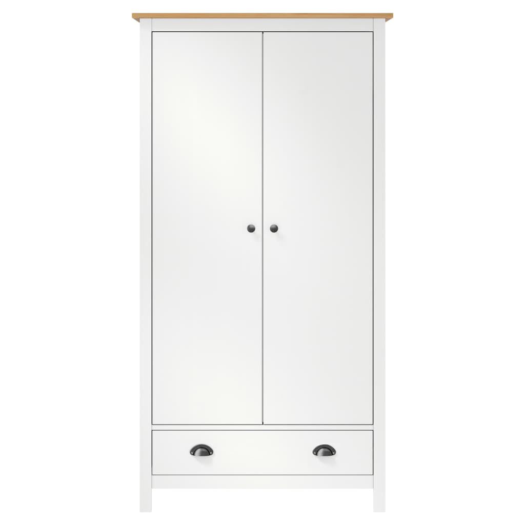 vidaXL Ντουλάπα Hill Δίφυλλη Λευκή 89x50x170 εκ. Μασίφ Ξύλο Πεύκου