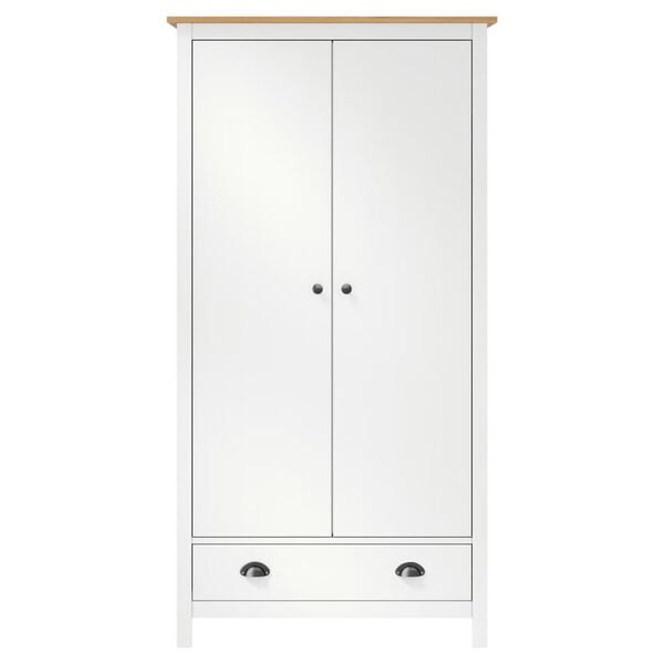 vidaXL Ντουλάπα Hill Δίφυλλη Λευκή 89x50x170 εκ. Μασίφ Ξύλο Πεύκου