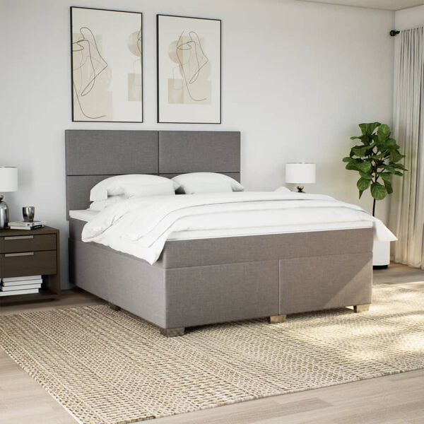 vidaXL &Kappa;&rho;&epsilon;&beta;ά&tau;&iota; Boxspring &mu;&epsilon; &Sigma;&tau;&rho;ώ&mu;&alpha; Taupe 180x200 &epsilon;&kappa;. &Upsilon;&phi;&alpha;&sigma;&mu;ά&tau;&iota;&nu;&omicron;