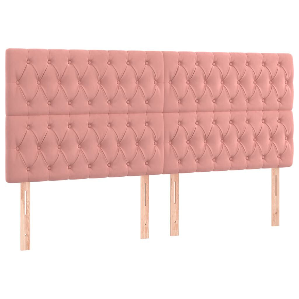 vidaXL Κρεβάτι Boxspring με Στρώμα Ροζ 200x200 εκ. Βελούδινο
