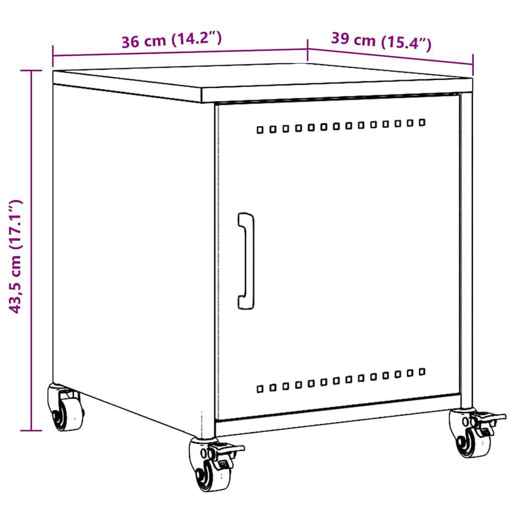 vidaXL Κομοδίνο Ανθρακί 36 x 39 x 43,5 εκ. από Χάλυβα