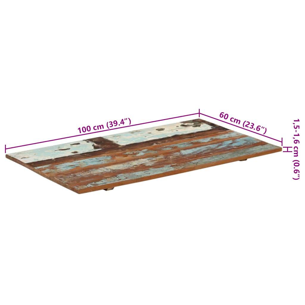 vidaXL Επιφάνεια Τραπεζιού Ορθ. 60x100 εκ 15-16 χιλ Μασίφ Ανακ. Ξύλο
