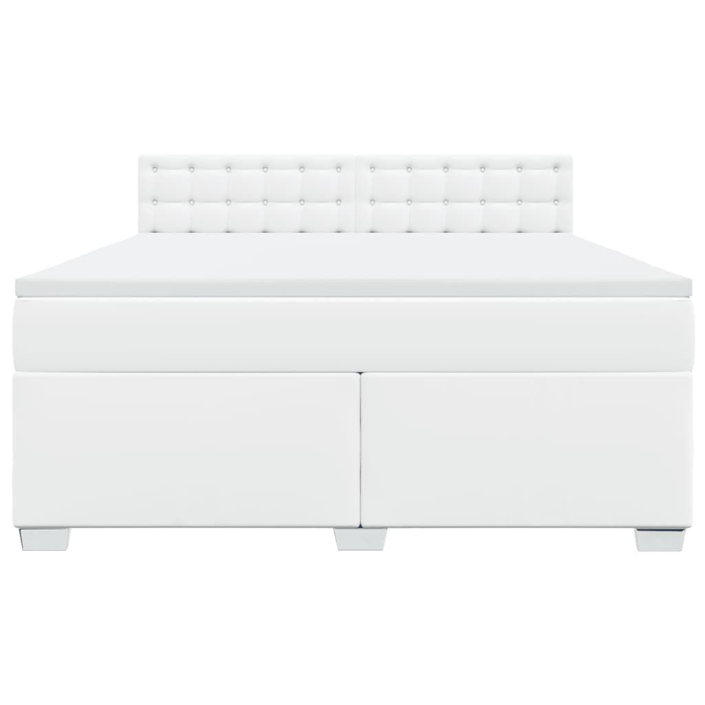 vidaXL Κρεβάτι Boxspring με Στρώμα Λευκό 180x200 εκ. Συνθετικό Δέρμα