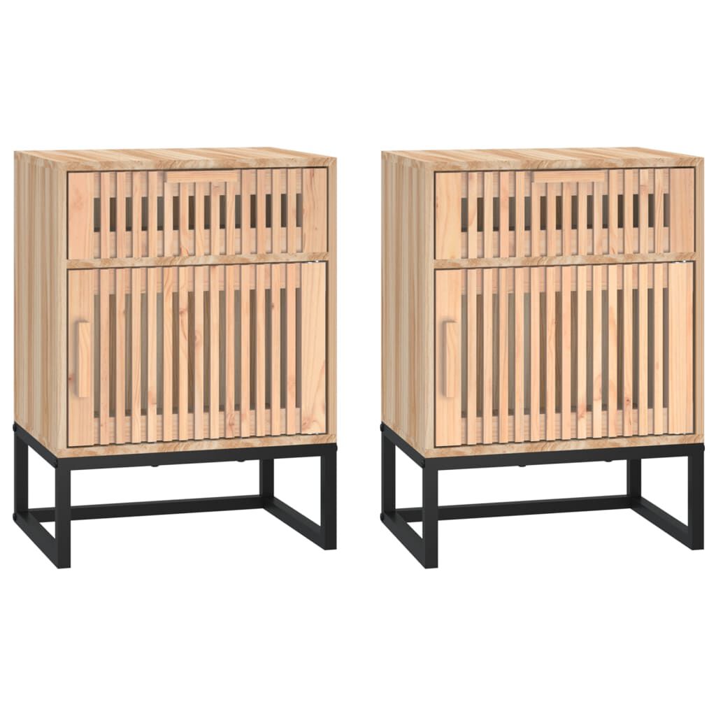 vidaXL Κομοδίνα 2 τεμ. 40x30x55,5 εκ Επεξεργασμένο Ξύλο & Σίδερο