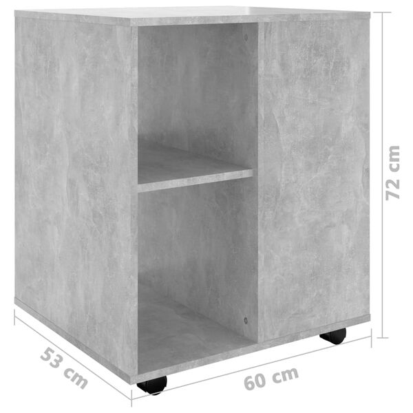 vidaXL Ντουλάπι Τροχήλατο Γκρι Σκυροδέματος 60x53x72 εκ. Επεξ. Ξύλο