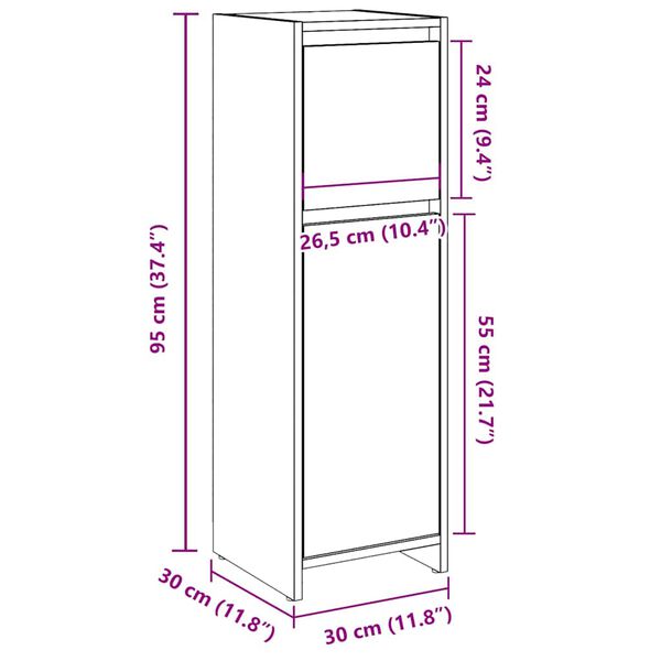 vidaXL Ντουλάπι Μπάνιου Τεχνίτης Δρυς 30x30x95 εκ. Επεξεργασμένο Ξύλο