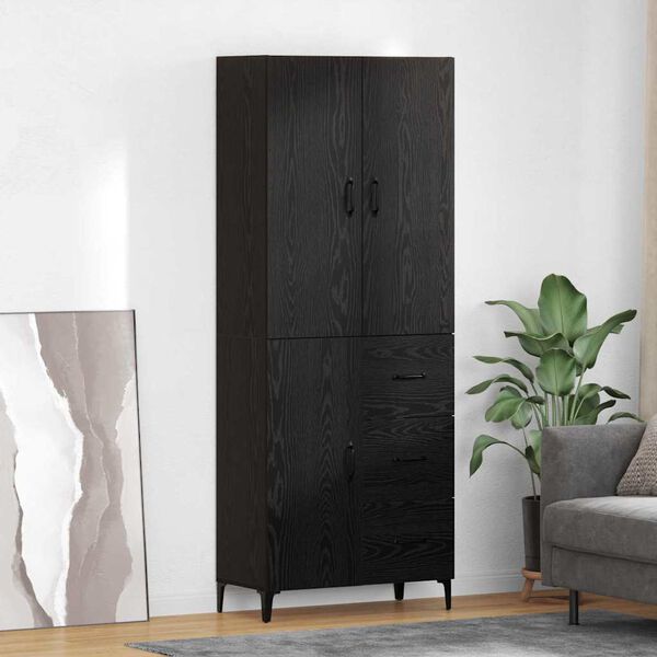 vidaXL Highboard &Mu;&alpha;ύ&rho;&eta; &Omicron;&xi;&upsilon;ά 69,5 x 34 x 180 &epsilon;&kappa;. &Epsilon;&pi;&epsilon;&xi;&epsilon;&rho;&gamma;&alpha;&sigma;&mu;έ&nu;&omicron; &xi;ύ&lambda;&omicron;