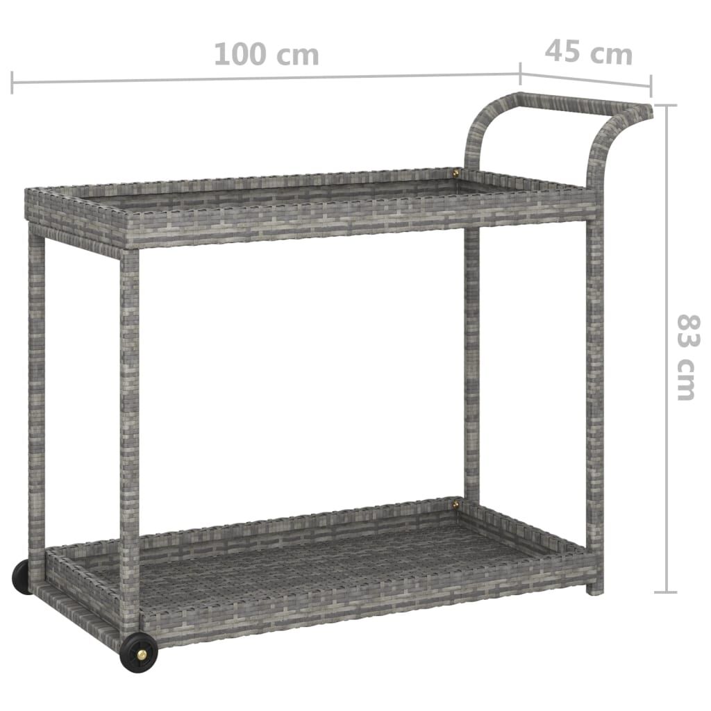 vidaXL Τρόλεϊ Μεταφοράς Γκρι 100 x 45 x 83 εκ. από Συνθετικό Ρατάν