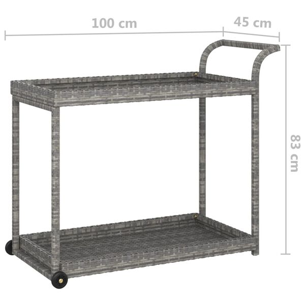 vidaXL Τρόλεϊ Μεταφοράς Γκρι 100 x 45 x 83 εκ. από Συνθετικό Ρατάν