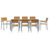 vidaXL Σέτ φαγητού για κήπο 9 pcs Γκρι και καφέ 200 x 90 x 75 cm