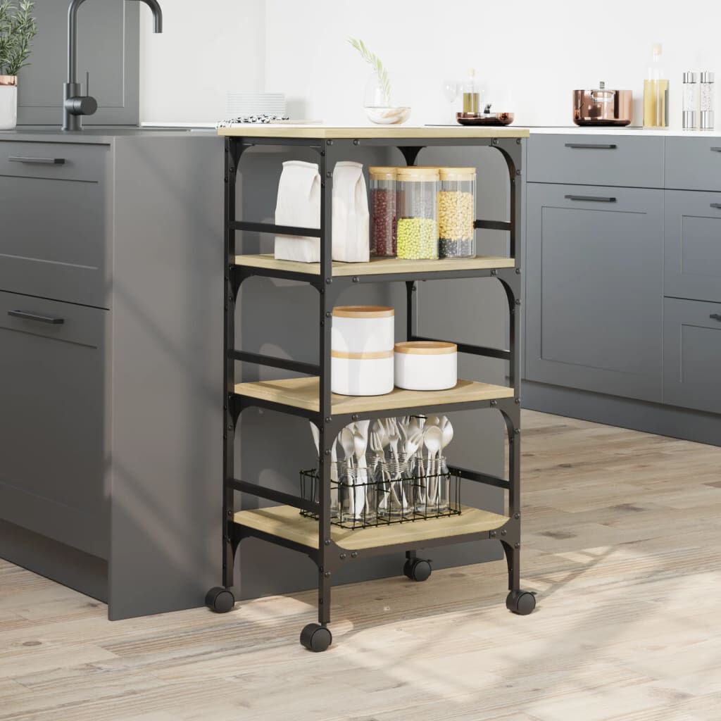 vidaXL Τρόλεϊ Κουζίνας Sonoma Δρυς 45x35x89,5 εκ. Επεξεργασμένο Ξύλο