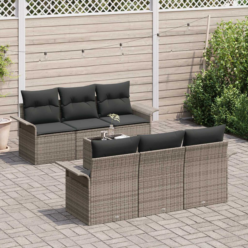 vidaXL Σετ Καναπέ Κήπου με μαξιλάρι 7 pcs Γκρι 55 x 55 x 37 εκ