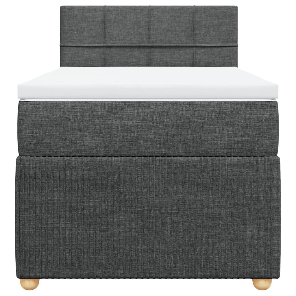 vidaXL Κρεβάτι Boxspring με Στρώμα Σκούρο Γκρι 90x200 εκ. Υφασμάτινο
