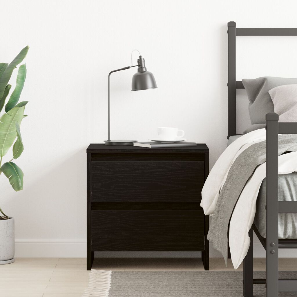 vidaXL Κομοδίνο Μαύρη Δρυς 45x34x44,5 εκ. Κατασκευασμένο Ξύλο