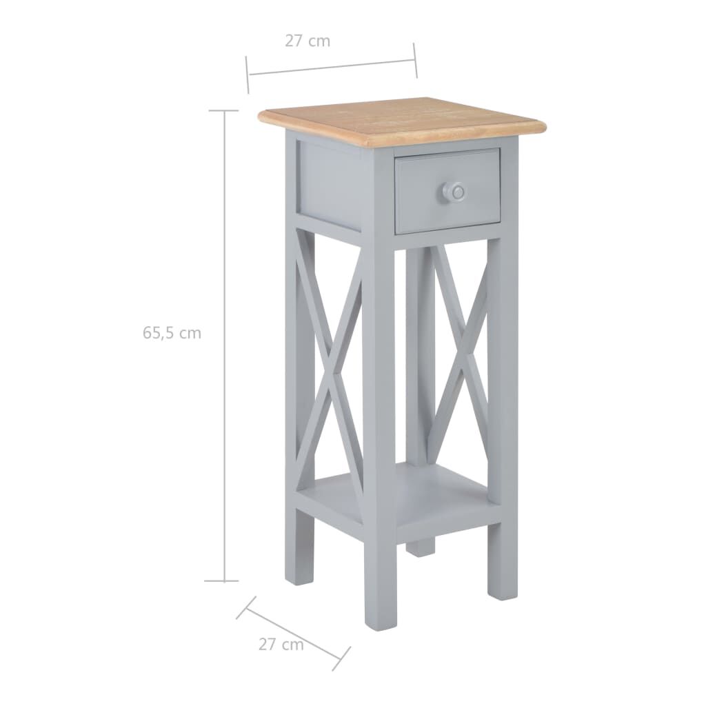 vidaXL Τραπεζάκι Βοηθητικό Γκρι 27 x 27 x 65,5 εκ. Ξύλινο
