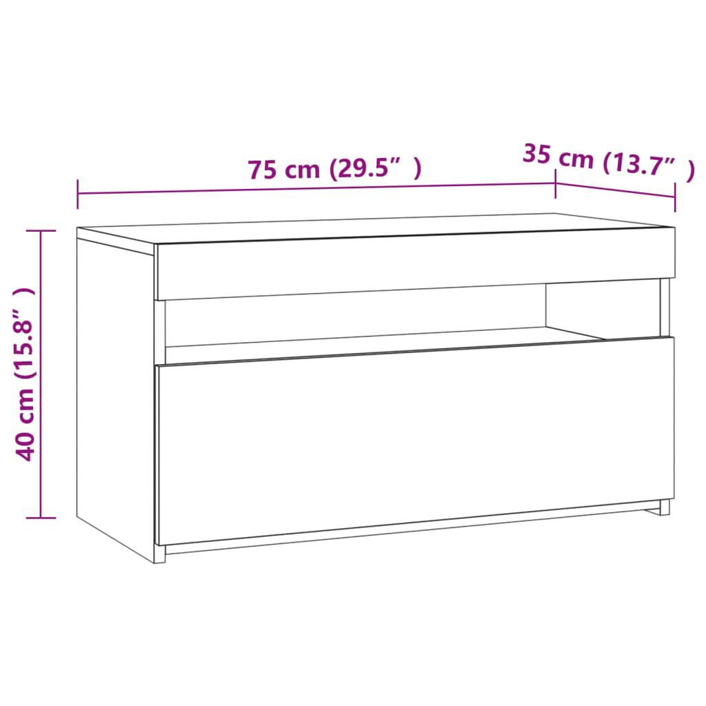 vidaXL Έπιπλο Τηλεόρασης με LED Sonoma Δρυς 75 x 35 x 40 εκ.