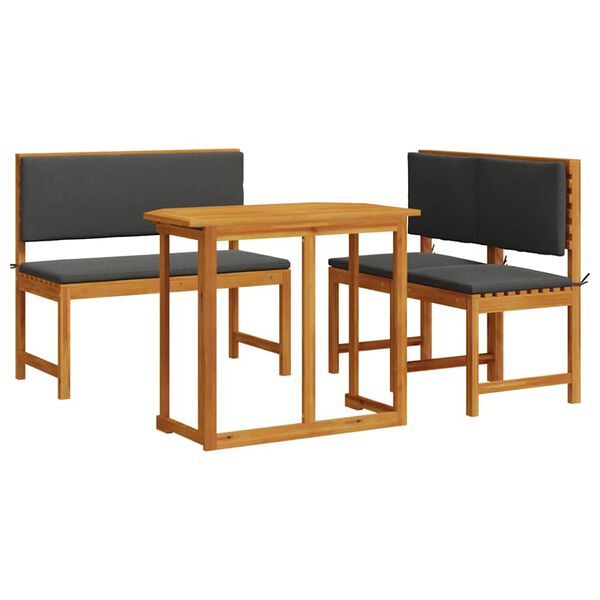 vidaXL Σετ Μπιστρό Κήπου 3 pcs Καφέ Μασίφ ξύλο ακακίας