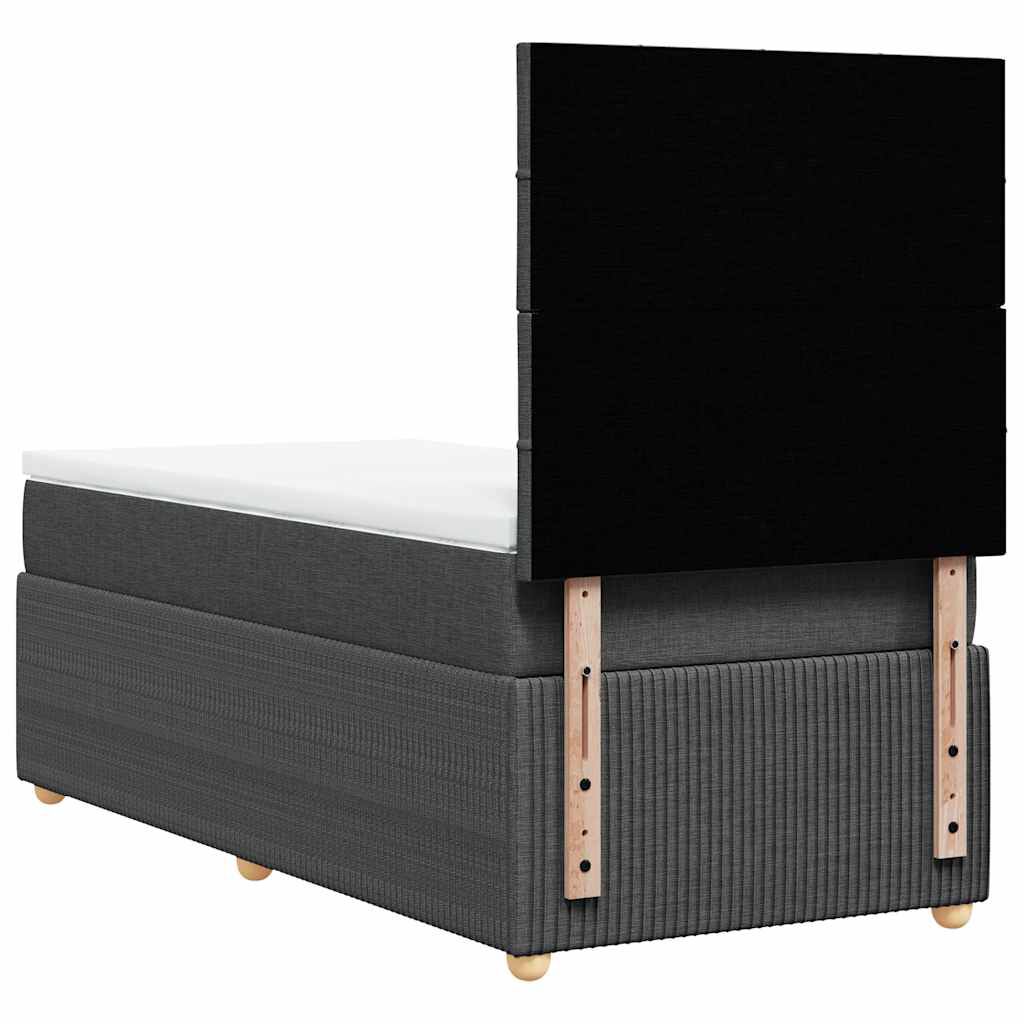 vidaXL Κρεβάτι Boxspring με Στρώμα Σκούρο Γκρι 90x200 εκ. Υφασμάτινο