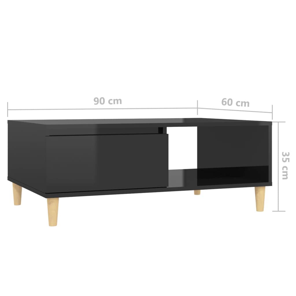 vidaXL Τραπεζάκι Σαλονιού Γυαλιστερό Μαύρο 90x60x35 εκ. Επεξ. Ξύλο