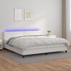 vidaXL Κρεβάτι Boxspring με Στρώμα & LED Λευκό 200x200 εκ. Συνθ. Δέρμα