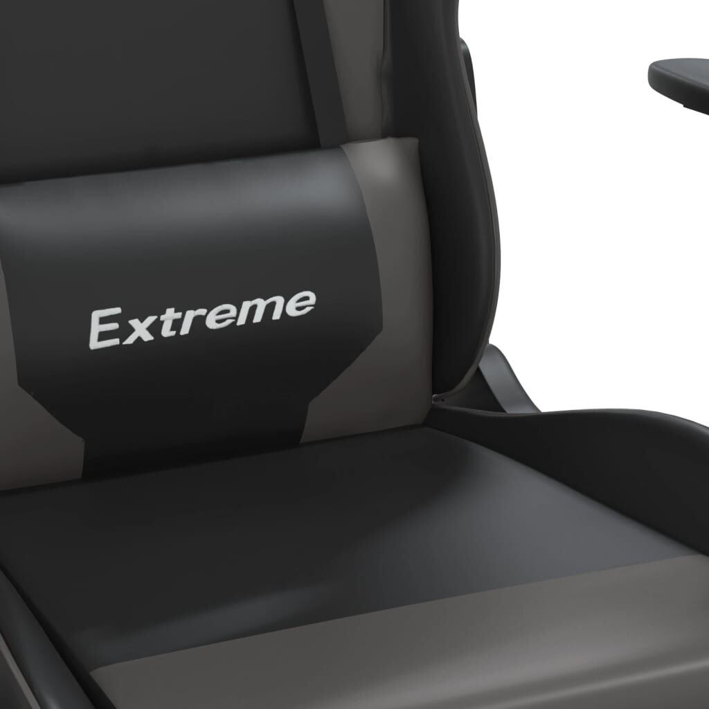 vidaXL Καρέκλα Gaming Μασάζ Υποπόδιο Μαύρο/Γκρι από Συνθετικό Δέρμα