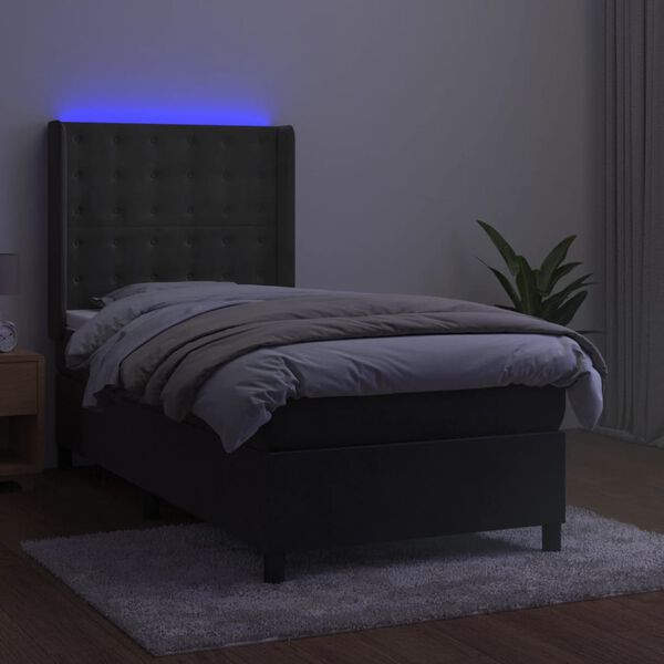 vidaXL &Kappa;&rho;&epsilon;&beta;ά&tau;&iota; Boxspring &mu;&epsilon; &Sigma;&tau;&rho;ώ&mu;&alpha; & LED &Sigma;&kappa;. &Gamma;&kappa;&rho;&iota; 90x190 &epsilon;&kappa;. &Beta;&epsilon;&lambda;&omicron;ύ&delta;&iota;&nu;&omicron;