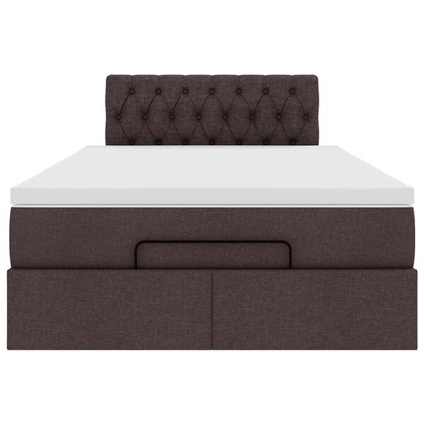 vidaXL Ottoman Κρεβάτι με Στρώμα Σκούρο Καφέ 120x200cm Ύφασμα