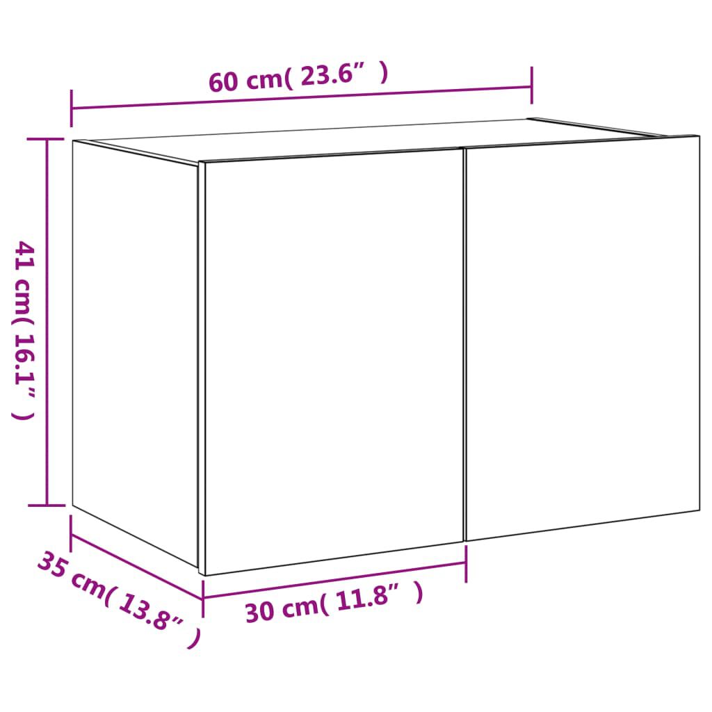 vidaXL Έπιπλο Τοίχου Τηλεόρασης με LED Καφέ Δρυς 60x35x41 εκ.
