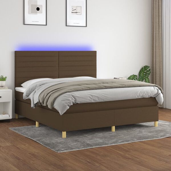 vidaXL &Kappa;&rho;&epsilon;&beta;ά&tau;&iota; Boxspring &mu;&epsilon; &Sigma;&tau;&rho;ώ&mu;&alpha; & LED &Sigma;&kappa;.&Kappa;&alpha;&phi;έ 160x200&epsilon;&kappa;. &Upsilon;&phi;&alpha;&sigma;&mu;ά&tau;&iota;&nu;&omicron;